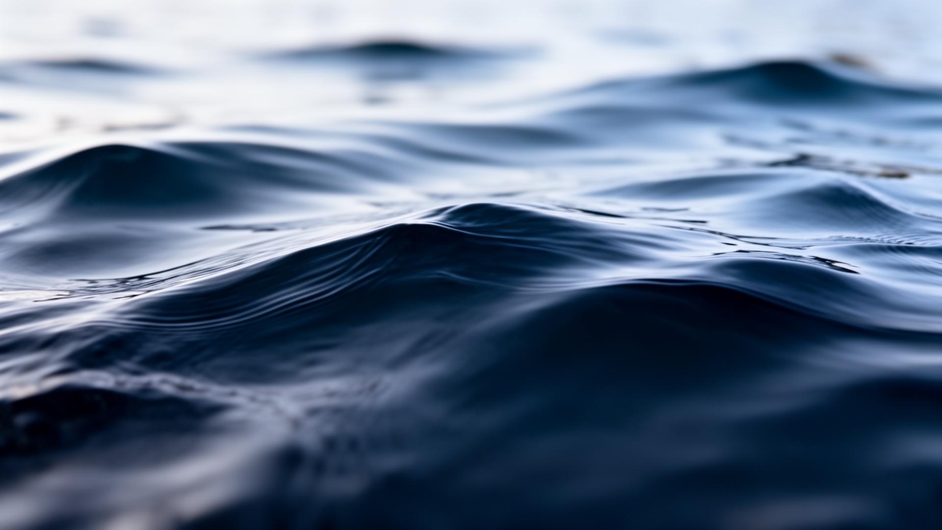 Calm rippling deep blue water